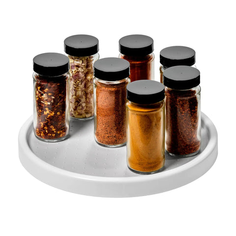 Basic Turntable Organizer For Kitchen Cabinets And Countertops, 360 Spin Storage For Spices Condiments Snacks Utensils And Baking Supplies