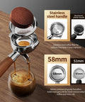 Heavy Duty Semi Automatic Espresso Maker With 15Bar Extraction Power And Quick Dial Milk Frother Steam Wand For Dope Shot Pulls And No Hassle Home Kitchen Setup featuring a 58mm portafilter and coffee brewing.