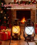 Two Pack Bronze Vintage Rechargeable Lanterns With Remote Control Four Modes Include Flickering Flame And Three Color Temperatures