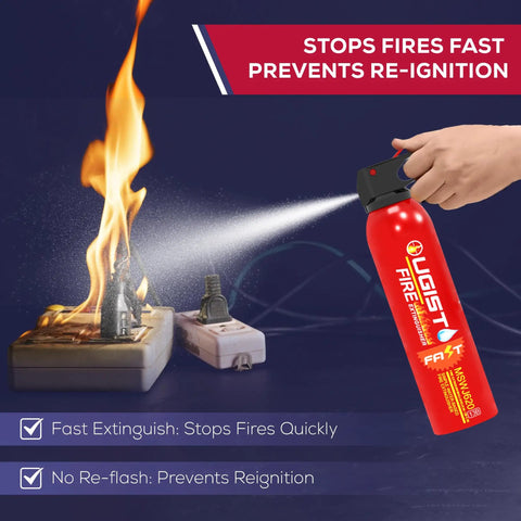 Water Based 620ml Mini Fire Extinguishers 2 Pack For Home And Car Kitchen Boat And Truck Portable Fire Suppression Prevents Reignition Easy To Use Spray In Action Extinguishing Flames On Appliance.