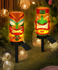 2 Pack 17 Inch Tiki Solar Lights Outdoor Garden Decor Waterproof Resin Statues That Automatically Glow At Night