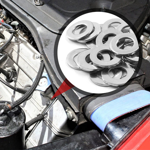 Close-up of Piutouyar stainless steel flat washers, 12 mm ID, 24 mm OD, 2.5 mm thick, 50 pcs