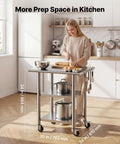 Stainless Steel Commercial Kitchen Work Table 24x30 With Wheels Two Shelf Heavy Duty Built Tough Utility Prep Table For Restaurant