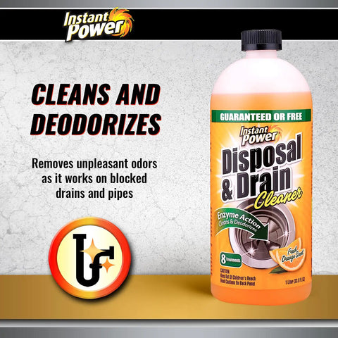 Disposer And Drain Cleaner With Enzyme Power For Odor Busting Orange Scent 1 Liter Safe For Septic Systems And All Plumbing Pipes