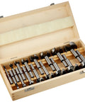 Pro Level 16 Piece Eco Pro Forstner Bit Set Delivers Snappy Drilling Action For Crisp Flat Bottom Wood Holes 1 4 To 2 1 8 Inches in wooden case.