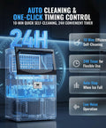 Heavy Duty Commercial Ice Maker Churning Out 110 Pounds Of Frosty Cubes Every 24 Hours With A Roomy 33 Pound Holder And No Sweat Self Cleaning Setup, showcasing auto cleaning and timer features.