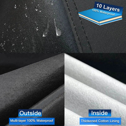 All Weather Truck Cover Up To 210 Inches, Waterproof And UV Guard, fabric layers showing waterproof and thick cotton lining
