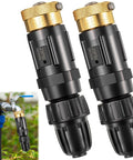 Two Drip Irrigation Faucet Adapter Kit 2 Pack 25 PSI Pressure Regulator Backflow Preventer With Filter For 1/2 Inch Tubing To 3/4 Inch Faucet Easy Install Drip System Parts For Garden DIY Friendly shown with faucet installation.