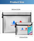 Heavy Duty Fireproof Document Pouches Set With Silicone Coated Exterior And Aluminum Foil Lining, Two Tough Sizes 15x11 And 9x7 Inches, Waterproof IP56, Keeps Your Cash, Passports, And Paperwork Safe From Heat And Water displayed with phone for size comparison