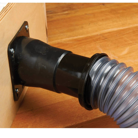 Two And A Half Inch ABS Hose End Dust Collection Fitting For Shop Vacuums, Heavy Duty Dust Control Adapter connected to clear hose