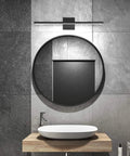Black 24 Inch Vanity Light Fixtures With Sleek Modern LED Vanity Lighting For Over Mirror Wall Sconce Direct Wire 24W 6000K Cool White Bathroom Lighting For Bathrooms And Powder Rooms above round mirror