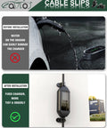 Slick Heavy Duty Wall Mount EV Charger Holder For Portable Type 1 Plug In Cables Rugged Polymer Clamp Waterproof, installed on wall.