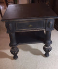 Wooden table painted with Chalk Furniture Paint For Cabinets And Furniture In Midnight Black, 32 Fl Oz, Pack Of 1, Great Coverage With Minimal Prep, Ideal For DIY Home Decor And Craft Projects