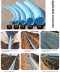 Two To Four Inch Corrugated Perforated French Drain Pipe With Nonwoven Polyester Filtration Layer For Yard And Lawn Landscape Drainage Permeable Infiltration Tube That Reduces Clogs in various installation scenarios.