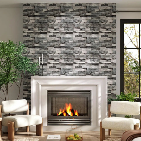 Peel And Stick Faux 3D Brick Wallpaper In Gray For Easy DIY Accent Wall Or Furniture Makeover Self Adhesive Brick Covering