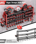 49.8 Inch Wall Mount Power Tool Organizer With Four Shelves And 18 Cordless Drill Holders contrasted with competing product