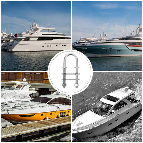M8 Stainless Steel U Bolts Heavy Duty U Shaped Fasteners for Marine Use and Yacht Deck Hardware Easy Removal U Clamp Screws for Boats Trailers and Deck Mounts, stainless steel U-bolt for yachts