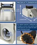 Dimensions and features of Magnetic Coolant Separator For Grinding Fluids And Emulsions, 110V 60Hz 25W Magnetic Filter