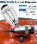 Damaged Bolt And Stud Extractor Tool Set For One Quarter To One Half Inch Studs With Three Eighths Inch Drive Grips And Removes Rounded Off Broken Rusted Painted Over Bolts Beast Stud Remover For Six To Twelve Mm, showing extractor close-up with 3/8-inch drive.