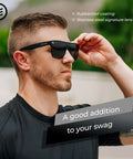 Man wearing XL Polarized Work Sunglasses For Men And Women With Side Shield Design, UV Protection, on outdoor road trip
