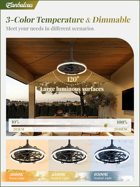Outdoor Ceiling Fan With Light For Patio Vibes And Pergolas 20 Inch Weatherproof Plug In Gazebo Fan With Remote And App Control 3CCT Dimmable Lighting Caged Ceiling Fan With Hanging Hook For Porch Canopy