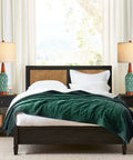 Bedroom setup with Vintage Ceramic Table Lamps Set Of 2 For Your Living Room And Bedroom Teal MCM Style Nightstand Lamps on nightstands