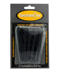 Black Three And A Quarter Inch Golf Tees For 440cc To 460cc Drivers, 10 Pack Traditional Tees in retail packaging