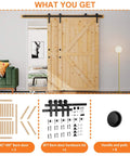 Double Sliding Barn Doors 42 Inch By 84 Inch With 8 Ft Single Track Bypass Hardware Kit Unfinished Spruce Wood Space Saving Design Easy To Install Maximum 73 Inch Opening Farmhouse Vibe Rustic Room Divider