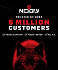 NOCRY brand logo with text 'Trusted by over 5 million customers' and a red wolf image, highlighting product reliability.