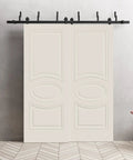 Sliding Barn Closet Doors 84 By 96 Inches With 8 Foot Rails Hardware Set Solid Wood Wardrobe Slabs Cream Painted Modern Finish