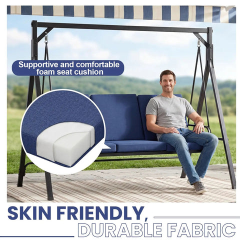 Cozy Up Your 3 Seat Outdoor Porch Swing Cushions Set With Waterproof Back Cushions And Anti Slip Liner 2 In 1 Cover