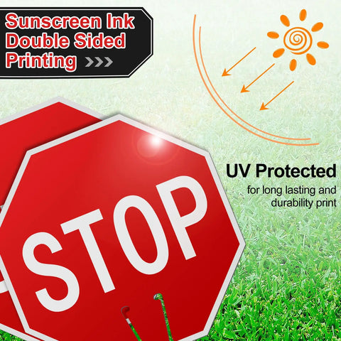 6 Pack 12x12 Inch Double Sided Stop Signs For Construction Zones Parking Lots And Kid Safe Areas Weatherproof PVC Waterproof