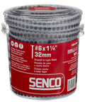 Drywall To Light Steel Screw 1-1/4 Inch Length Number 6 Double Thread Phillips Gray Phosphate For Interior Drywall And Metal Studs Heavy Duty Box Of 1000 visible in a plastic container with red label.