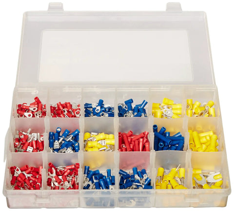 Open case of MTK 493 Piece Miniterm Kit For Quick Wiring Terminations With R F And S Variants In 6V To 14V Sets