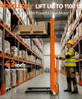 Heavy Duty Electric Pallet Stacker With 1500 Lbs Load Capacity And 65 Inch Lift Height For Warehouse And Factory Use with 63-inch height in a busy warehouse.
