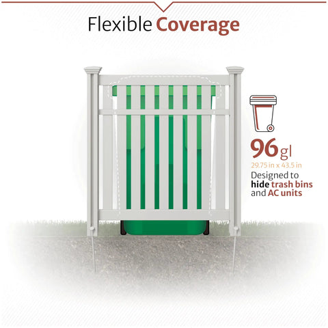 4Ft High Vinyl Privacy Screen Three Panels No Dig Outdoor Fence For Backyard, Easy U Or L Shape Setup To Hide AC Unit And Trash Cans