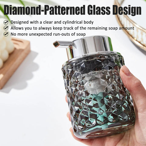Foaming Hand Soap Dispenser With Diamond Pattern Clear Glass Refillable Foam Pump Bottle For Hand Soap Dish Soap Body Wash Shampoo Facial Cleanser And Baby Wash Must Have Everyday Essential Go To For Bathroom Kitchen And Commercial Use