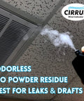 Using HVAC Wind Indicator Handheld Draft Detector For Easy Airflow Visualization near ceiling vent for leak testing.