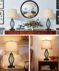 Two Pack Touch Control 3-Way Dimmable Table Lamps With USB Ports, 22 Inch Modern Bedside Lamps, Beige Fabric Shade in home settings