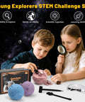 Kids using Totally Awesome Gemstones Dig Kit For Kids Real Gem Excavation Adventure With 15 Real Gems Space Themed STEM Toy.