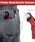 Katerk Cordless Electric Cardboard Cutter 4.4V High Torque Scissors in pocket, compact design for easy storage and use.
