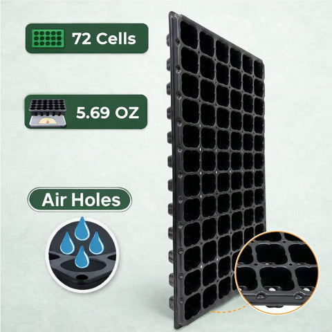 10 Pack 72 Cell Seed Starter Trays With 1.75 Inch Deep Plugs For Seedlings, Thick Durable Seedling Trays With Drainage Holes