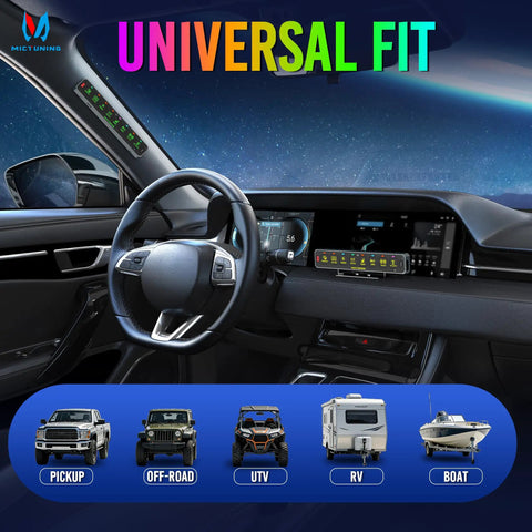 8 Gang Wireless Switch Panel For Off Road Trucks No Drill Slim Design With 208 Feet Range visible in dashboard installation