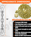 Diagram and photo of G80 Grade 80 Transport Binder Chain 5 16 Inch By 10 Foot With Clevis Grab Hooks 4900 Lbs Safe Working Load