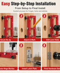 Heavy Duty Door Hinge Jig Kit Featuring Sturdy Aluminum Template For Quick Hinge Mortising And No Sweat Deadbolt Setup On Most Popular Household Doors installation steps.