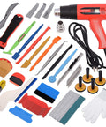 Pro Grade Car Window Tint And Vinyl Wrap Tool Kit With 1800W Heat Gun 110V 8 Pcs Micro Squeegees and Tools Displayed
