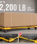 Heavy-Duty Moving Dolly For Appliances And Furniture, 2000 Lb Capacity, Adjustable 6 To 46 Inches, Built For Easy Material Handling And Reducing Lifting And Dragging On Heavy Loads on yellow wheels
