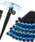 30 Pcs Drip Irrigation Emitters With Push To Connect Adjustable 360 Degree Drip Emitters On Six Inch Stake with water spray