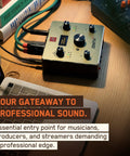 Zenith 2 USB C Audio Interface For Guitar, Vocals, Streaming And Podcasting in use on wooden desk setup