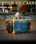 3 In 1 Gasless Flux Core MIG Welder 110V With LCD Display Inverter, compact size shown with measurements and handle